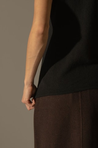 Top Mary 100% cashmere, 2 fili - Collo dolcevita - Nero