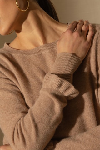 Maglia Luing 100% cashmere 2 fili - Collo rotondo - Cammello melange