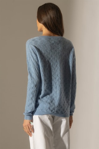 Maglia Madison 100% cashmere, 2 fili - Collo a V - Celeste