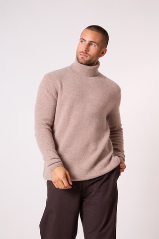 Maglia Marius 100% cashmere, 4 fili - Collo dolcevita - Taupe chiaro melange