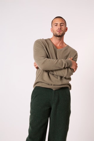 Maglia Alexander 100% cashmere, 2 fili - Collo a V - Kaki