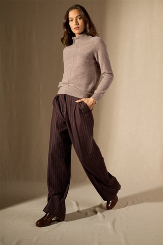 Maglia Carrick 100% cashmere, 2 fili - Collo dolcevita - Taupe melange