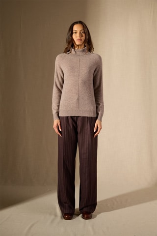 Maglia Carrick 100% cashmere, 2 fili - Collo dolcevita - Taupe melange