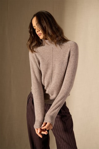 Maglia Carrick 100% cashmere, 2 fili - Collo dolcevita - Taupe melange
