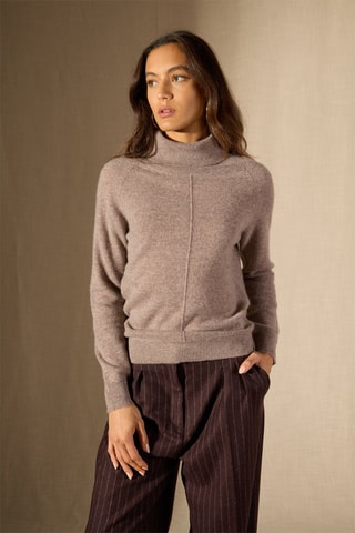 Maglia Carrick 100% cashmere, 2 fili - Collo dolcevita - Taupe melange