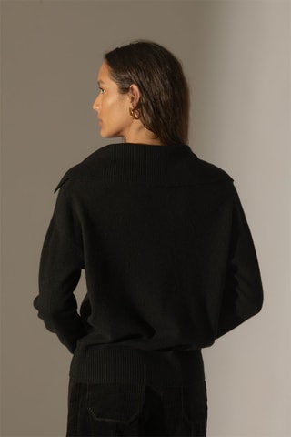 Maglia Crimson 100% cashmere 2 fili - Collo a revers - Nero