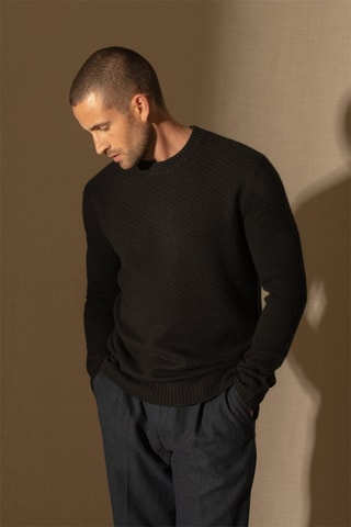 Maglia Aidan 100% cashmere 4 fili - Collo rotondo - Nero, 287 g