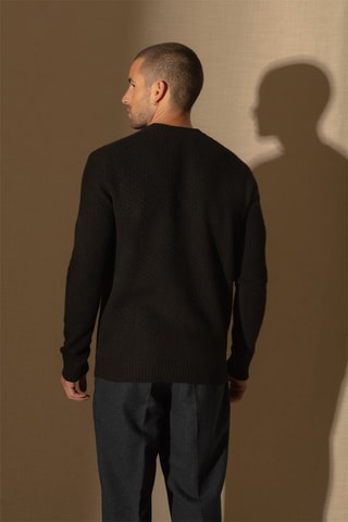 Maglia Aidan 100% cashmere 4 fili - Collo rotondo - Nero, 287 g