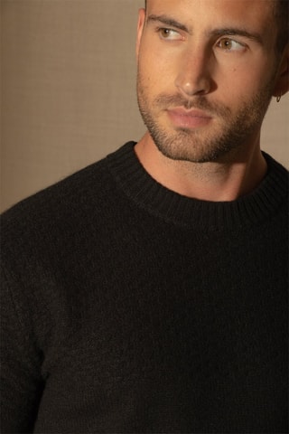 Maglia Aidan 100% cashmere 4 fili - Collo rotondo - Nero, 287 g