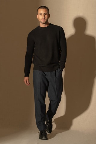 Maglia Aidan 100% cashmere 4 fili - Collo rotondo - Nero, 287 g