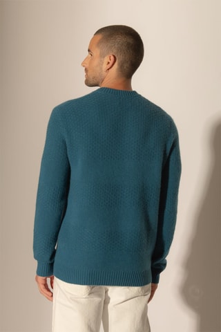 Maglia Aidan 100% cashmere 4 fili - Collo rotondo - Blu pavone, 287 g