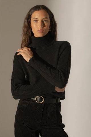 Maglia Albany 100% cashmere, 4 fili - Collo dolcevita - Nero