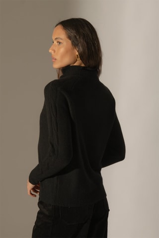 Maglia Albany 100% cashmere, 4 fili - Collo dolcevita - Nero