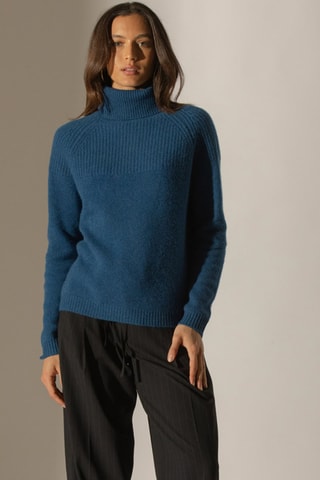 Maglia Maneses 100% cashmere, 6 fili - Collo dolcevita - Blu melange