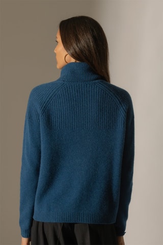 Maglia Maneses 100% cashmere, 6 fili - Collo dolcevita - Blu melange