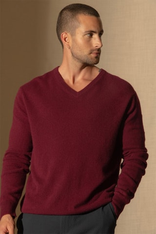 Maglia Alexander 100% cashmere 2 fili - Collo a V - Bordeaux