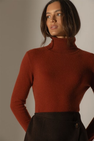 Maglia Ashley 100% cashmere, 2 fili - Collo dolcevita - Scoiattolo