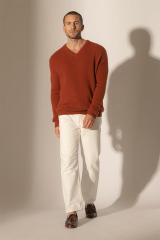 Maglia Enzo 100% cashmere 4 fili - Collo a V - Scoiattolo, 310 g