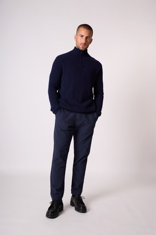 Maglia Greg 100% cashmere 2 fili - Collo con cerniera - Navy