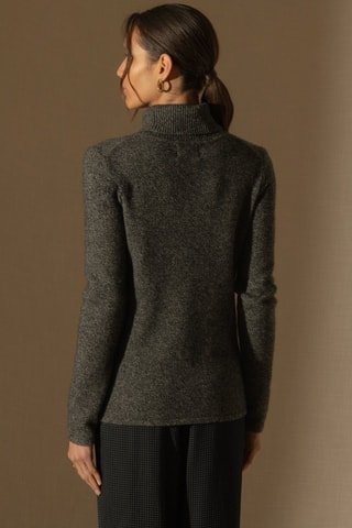 Maglia Willow 100% cashmere, 4 fili - Collo dolcevita. - Nero melange, 267 g