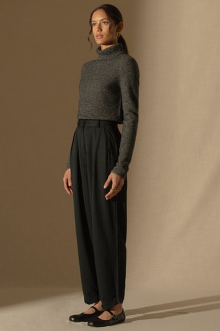 Maglia Willow 100% cashmere, 4 fili - Collo dolcevita. - Nero melange, 267 g