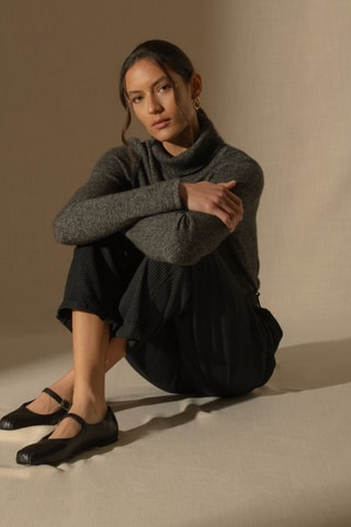 Maglia Willow 100% cashmere, 4 fili - Collo dolcevita. - Nero melange, 267 g