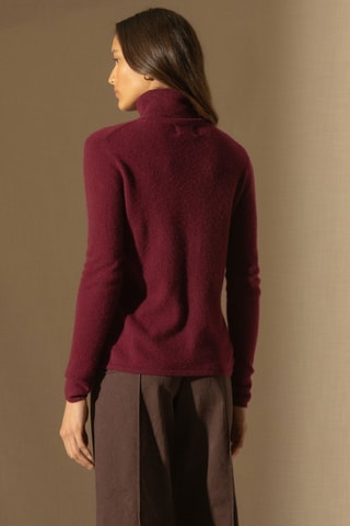 Maglia Ashley 100% cashmere, 2 fili - Collo dolcevita. - Bordeaux