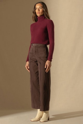 Maglia Ashley 100% cashmere, 2 fili - Collo dolcevita. - Bordeaux