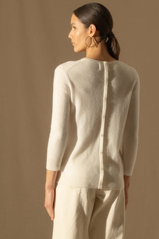 Maglia Vanessa 100% cashmere, 2 fili - Collo rotondo - Avorio
