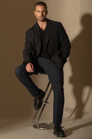 Maglia Lorenzo 100% cashmere, 2 fili - Collo a V - Nero