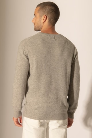 Maglia Soan 100% cashmere, 2 fili - Collo rotondo - Grigio chiaro melange