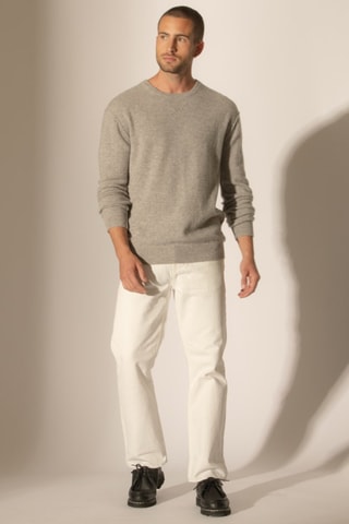 Maglia Soan 100% cashmere, 2 fili - Collo rotondo - Grigio chiaro melange