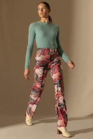 Maglia Kylie 100% cashmere, 2 fili - Collo rotondo - Verde melange