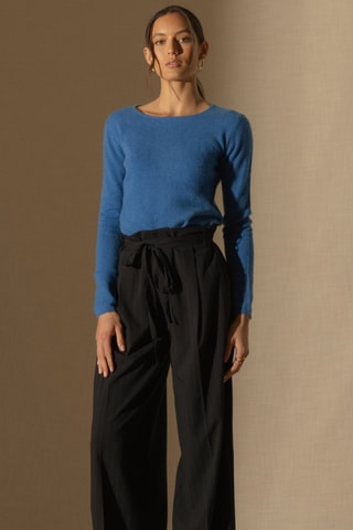 Maglia Oprah 100% cashmere, 2 fili - Collo rotondo - Blu elettrico