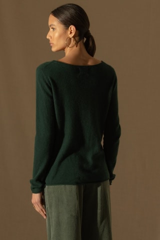 Maglia Megan 100% cashmere, 2 fili - Collo a barchetta - Verde scuro