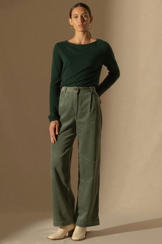 Maglia Megan 100% cashmere, 2 fili - Collo a barchetta - Verde scuro