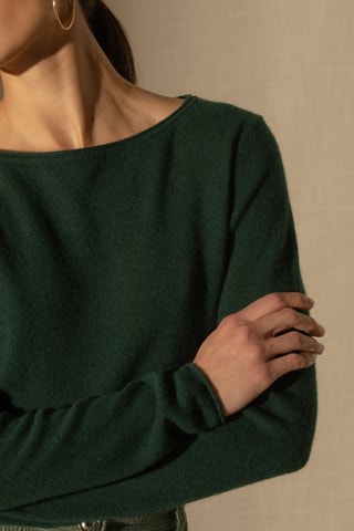 Maglia Megan 100% cashmere, 2 fili - Collo a barchetta - Verde scuro