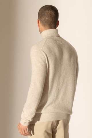 Maglia Trevor 100% cashmere 2 fili - Collo dolcevita. - Grigio perla melange