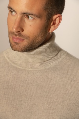 Maglia Trevor 100% cashmere 2 fili - Collo dolcevita. - Grigio perla melange