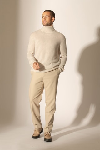 Maglia Trevor 100% cashmere 2 fili - Collo dolcevita. - Grigio perla melange