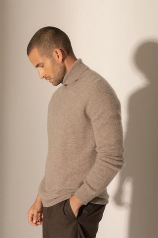 Maglia Trevor 100% cashmere 2 fili - Collo dolcevita. - Azzurro