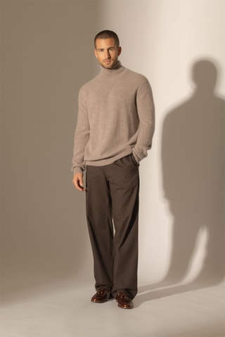 Maglia Trevor 100% cashmere 2 fili - Collo dolcevita. - Azzurro