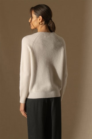 Maglia Oceane 100% cashmere 4 fili - Collo rotondo - Bianco, 269 g