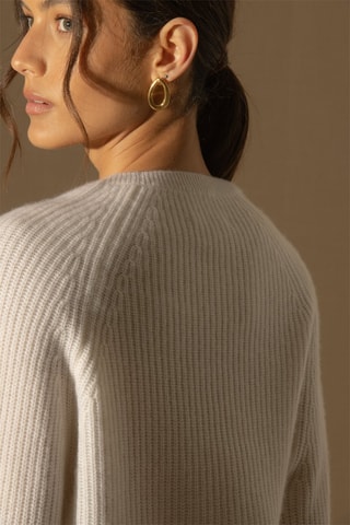 Maglia Oceane 100% cashmere 4 fili - Collo rotondo - Bianco, 269 g