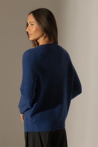 Maglia Oceane 100% cashmere 4 fili - Collo rotondo - Blu oceano, 269 g