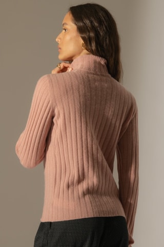 Maglia a costine Craigton 100% cashmere - Collo dolcevita - Legno di rosa 