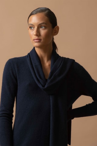 Abito Joy - 100% cashmere 2 fili - Collo a V - Navy