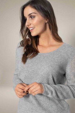 Maglia Lindsay 100% cashmere 2 fili - Collo a barchetta - Grigio chiaro melange