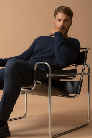 Maglia Alexander - 100% cashmere 2 fili - Collo a V - Navy