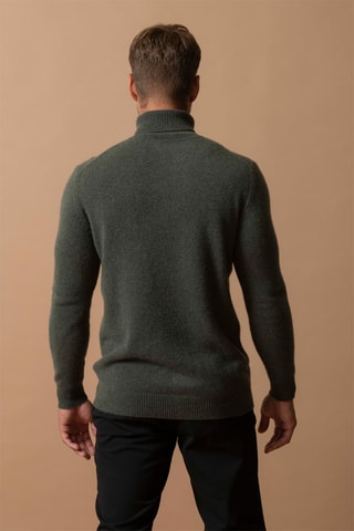 Maglia Marius - 100% cashmere 4 fili - Collo dolcevita - Kaki melange, 340 g